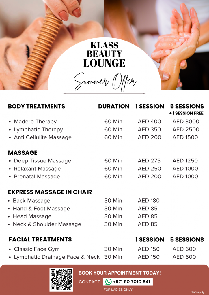 Klass Beauty Lounge Summer Massage Offer