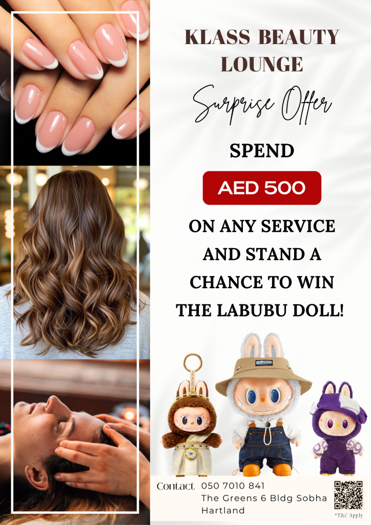 Klass Beauty Lounge and stand a chance to take home an adorable Labubu Doll – the cutest collector's prize of the season! 🧸🎁